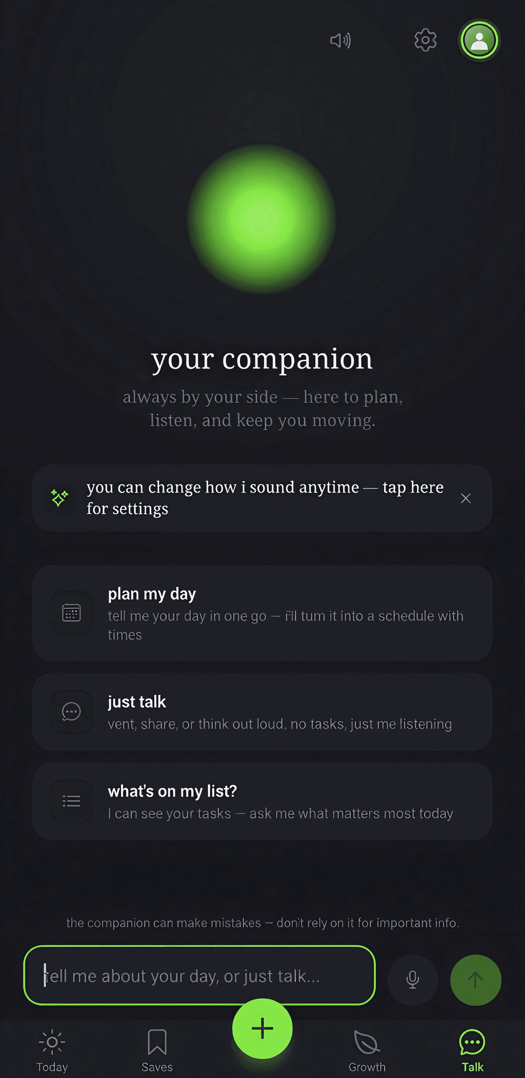 The Bloom Task companion chat screen